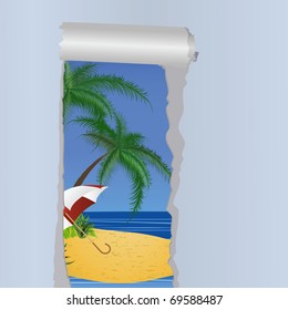 Grunge project with the beach image. Vector