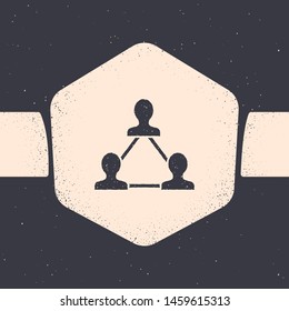 Grunge Project team base icon isolated on grey background. Business analysis and planning, consulting, team work, project management. Developers. Monochrome vintage drawing. Vector Illustration