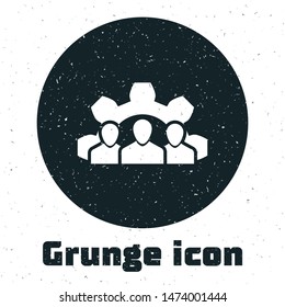Grunge Project team base icon isolated on white background. Business analysis and planning, consulting, team work, project management.  Vector Illustration