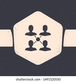 Grunge Project team base icon isolated on grey background. Business analysis and planning, consulting, team work, project management. Monochrome vintage drawing. Vector Illustration