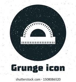 Grunge Protractor grid for measuring degrees icon isolated on white background. Tilt angle meter. Measuring tool. Geometric symbol.  Vector Illustration