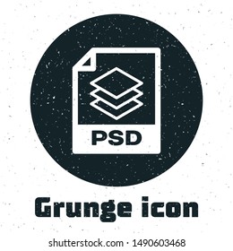 Grunge PSD file document. Download psd button icon isolated on white background. PSD file symbol.  Vector Illustration