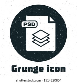 Grunge PSD file document. Download psd button icon isolated on white background. PSD file symbol.  Vector Illustration