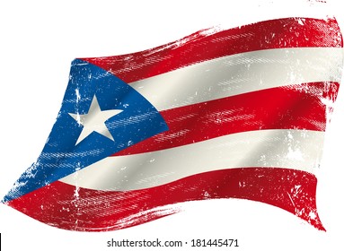 A grunge Puerto rican flag in the wind for you