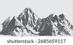 Grunge punk halftone stipple effect on a mountain  Brutalist loud vintage photocopy background with mound, Y2K collage design.  Illustration in vector form
