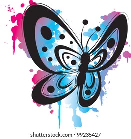 Grunge purple butterfly
