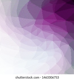 Grunge purple white halftone dots pattern texture background. Low poly design. Modern gradient monochrome dotted vector illustration. Abstract wavy lines