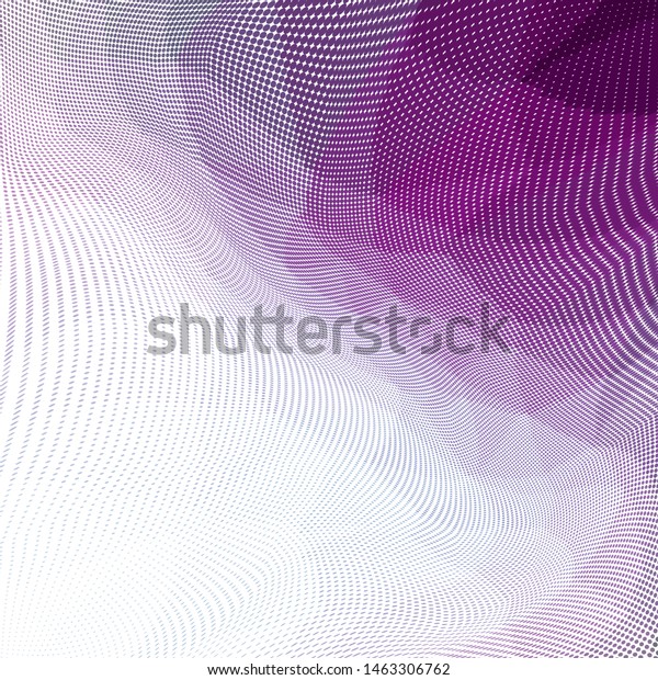 Grunge purple white halftone dots pattern texture background. Low poly design. Modern gradient monochrome dotted vector illustration. Abstract wavy lines