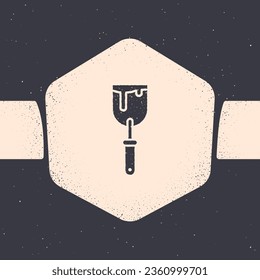 Grunge Putty knife icon isolated on grey background. Spatula repair tool. Spackling or paint instruments. Monochrome vintage drawing. Vector Illustration