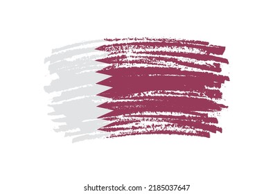 Grunge Qatar flag.Brush stroke flag of Qatar.