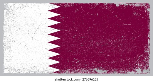 Grunge Qatar flag.Qatar flag with grunge texture.Vector illustration.
