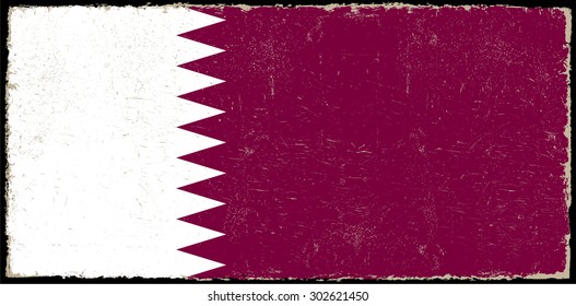 Grunge Qatar flag.Qatari flag with grunge texture.Vector illustration.