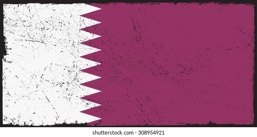 Grunge Qatar flag.Qatari flag with grunge texture.Vector illustration.