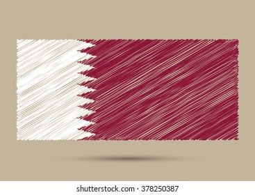 Grunge Qatar flag.Scribble flag of Qatar.