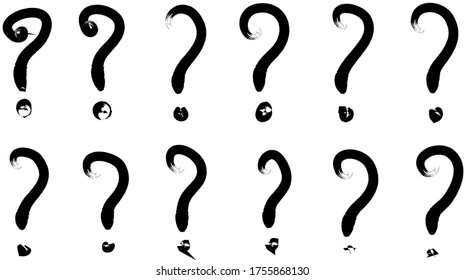 Juego de signos de interrogación, signos de interrogación dibujados a mano.