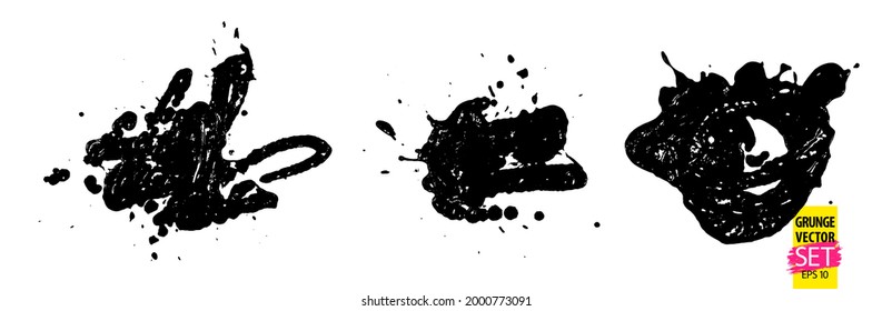 Grunge quirky scribbles set. Paint freehand strokes. Abstract ink lines. Quirky doodle shapes. Grungy creative overlays.