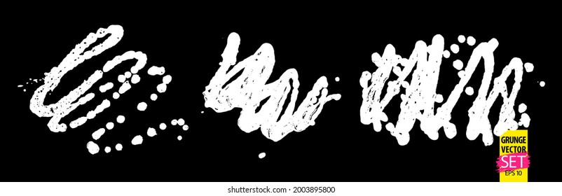 Grunge quirky scribbles set. Paint freehand strokes. Abstract ink lines. Quirky doodle shapes. Grungy creative overlays.