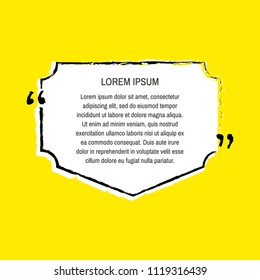 Grunge quote box vector set on yellow background. Templates quote bubbles or statements or comments with space for text in a flat style.