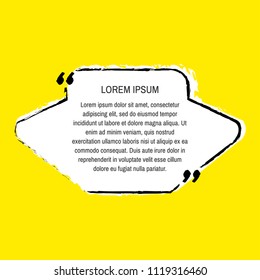 Grunge quote box vector set on yellow background. Templates quote bubbles or statements or comments with space for text in a flat style.