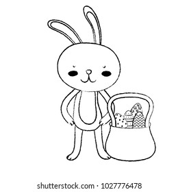 grunge rabbit animal and eggs easter inside hamper
