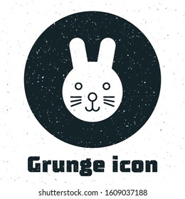 Grunge Rabbit zodiac sign icon isolated on white background. Astrological horoscope collection.  Vector Illustration