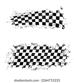 Grunge race flag. Car sport checkered flag pattern, bike race championship finish or start signal or motorsport trophy victory or wining vector background. Formula one race grungy victory backdrop svg