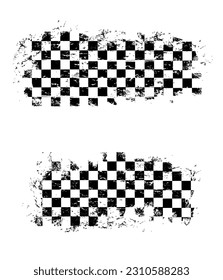 Grunge race flag, cars rally sport or motocross and karting racing vector background. Checkered flag grunge print for drag races or bike motors sport start, start or finish banner flag of championship