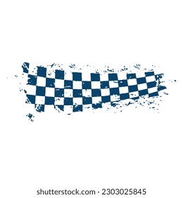 Grunge race flag, tire track with checker marks pattern on vector background. Car racing grunge flag, karting, rally motorsport and motocross start or finish banner, drag races championship flag