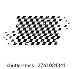 Grunge race flag, vector checkered sport racing. Racing flag background, black and white checkered flag pattern with fading effect.