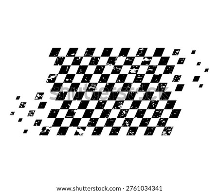 Grunge race flag, vector checkered sport racing. Racing flag background, black and white checkered flag pattern with fading effect.