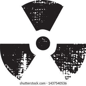 Grunge Radiation Hazard Symbol Stamp. Vector Distressed Texture. Blank Geometric Shape. Vector Illustration. Black isolated on white. EPS10.