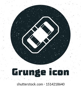 Grunge Rafting boat icon isolated on white background. Inflatable boat. Water sports, extreme sports, holiday, vacation, team building.  Vector Illustration