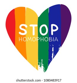 Grunge rainbow fheart with lettering isolated on white background. Gay pride symbol. LGBT community symbol.