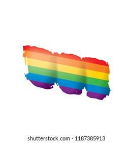 Grunge rainbow flag isolated on white background.