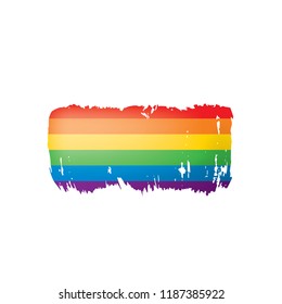 Grunge rainbow flag isolated on white background.