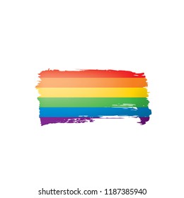 Grunge rainbow flag isolated on white background.