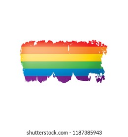Grunge rainbow flag isolated on white background.