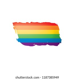 Grunge rainbow flag isolated on white background.