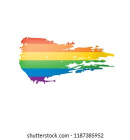 Grunge rainbow flag isolated on white background.