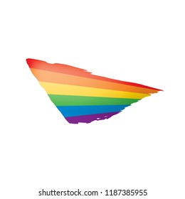 Grunge rainbow flag isolated on white background.