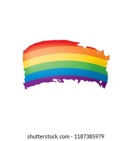 Grunge rainbow flag isolated on white background.
