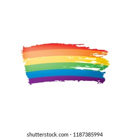 Bandera del arco iris del grunge aislada en el fondo blanco.