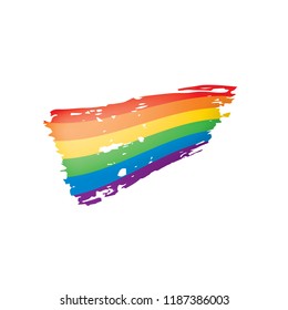 Grunge rainbow flag isolated on white background.