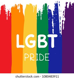 Grunge rainbow flag with lettering isolated on white background. Gay pride symbol. LGBT community symbol.