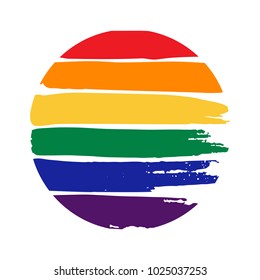 Grunge rainbow  frame isolated on white background. Gay pride symbol. LGBT community symbol.