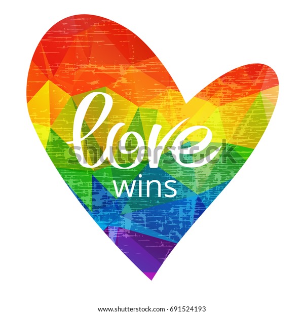 Grunge Rainbow Heart Love Wins Isolated Stock Vector (Royalty Free ...