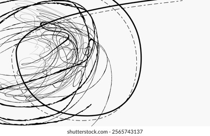 Grunge Random Chaotic Pen Doodle Strokes, Distress Overlay Texture For Your Design.. Monochromatic stop freeze frames of black and white grunge pencil doodle scribbles lines,.eps8