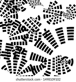 Grunge random shape asymmetric background monochrome halftone isolated on white vector art abstract backdrop