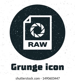 Grunge RAW file document. Download raw button icon isolated on white background. RAW file symbol.  Vector Illustration