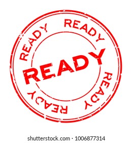 Grunge ready round rubber seal stamp on white background